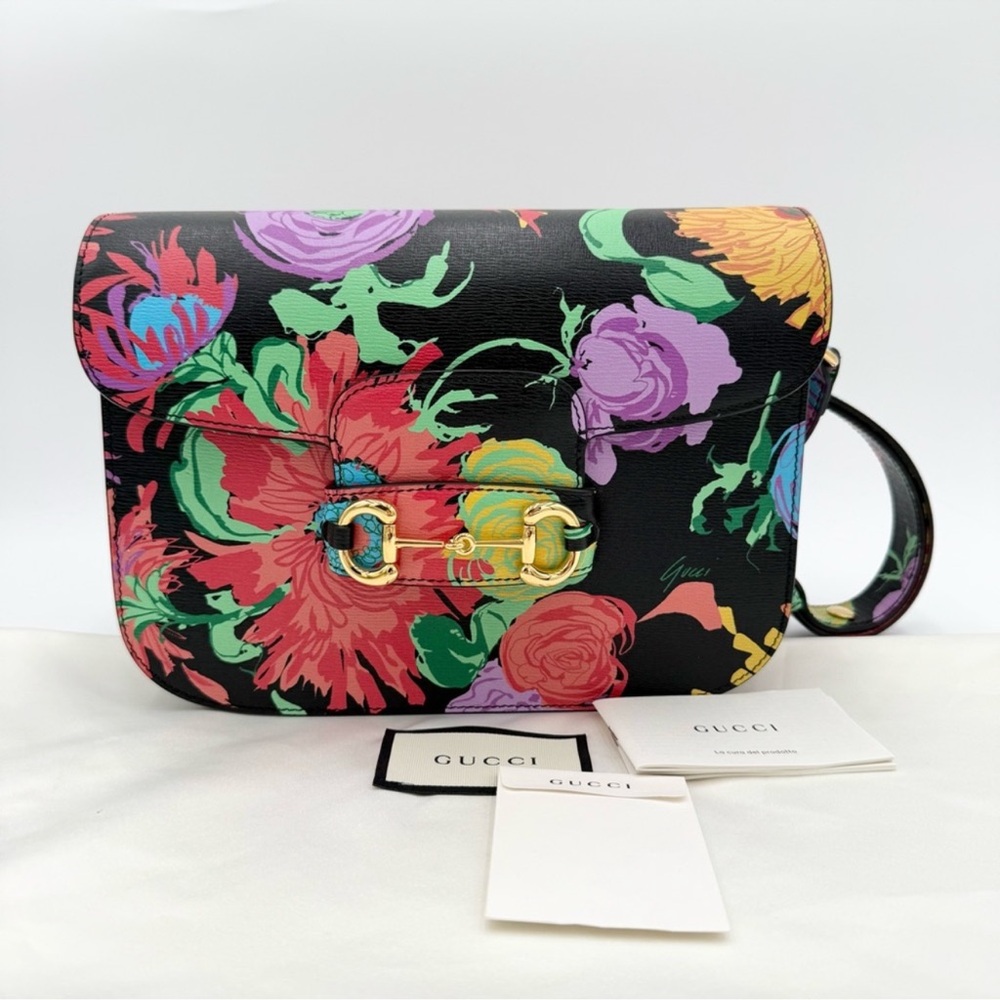 🚨SOLD🚨Gucci x Ken Scott Floral Print Horsebit 1955 Shoulder Bag - Picture 1 of 14